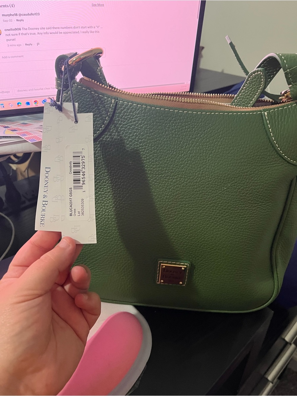Dooney & Bourke Green Pebble Leather Shoulder Bag - NWT - Picture 6 of 7